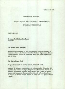 
Presentación del Libro ´Todo lo que el Juez ignoró para sentenciarme´.


