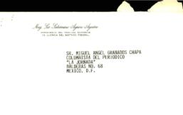 
Carta a Miguel Ángel Granados Chapa.


