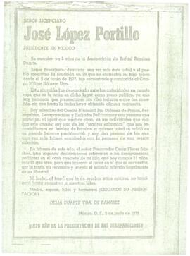 
Señor licenciado José López Portillo Presidente de México.


