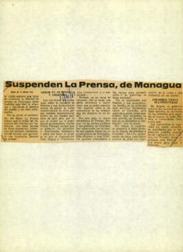 
Suspenden La Prensa, de managua.
Temor en Guatemala y Colombia.


