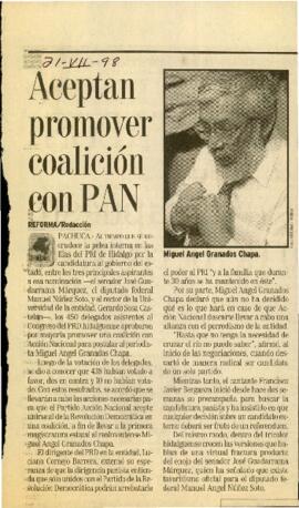 
Aceptan promover coalición con PAN.


