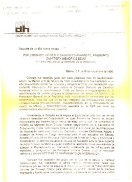 
Después de un año nueve meses fue liberado Gonzalo Sánchez Navarrete, presunto zapatista menor de edad.


