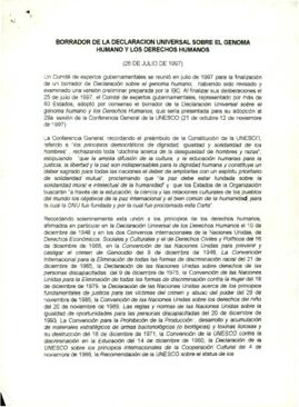 
Borrador de la Declaración Universal sobre el Genoma Humano y los Derechos Humanos.


