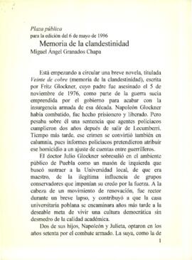 
Memoria de la clandestinidad.


