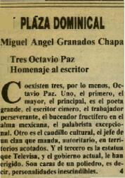 
Tres Octavio Paz. Homenaje al escritor.


