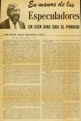 
En manos de los especuladores. En cien días casi el paraiso.


