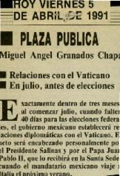 
Relaciones con el Vaticano. En julio, antes de elecciones.


