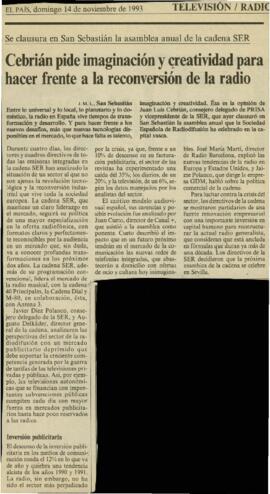 
Cebrián pide imaginación y creatividad para hacer frente a la reconversión de la radio.


