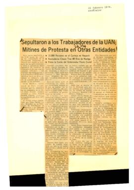 
Sepultaron a los Trabajadores de la UAN ; Mítines de protesta en Otras Entidades.


