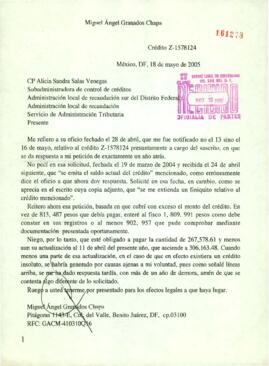 
Carta a Miguel Ángel Granados Chapa.



