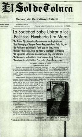
La sociedad sabe ubicar a los políticos : Humberto Lira Mora.


