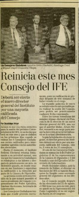 
Reinicia este mes Consejo del IFE.


