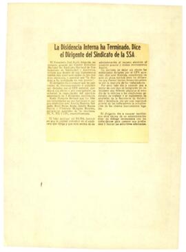 
La disidencia interna ha terminado, dice el dirigente del Sindicato de la SSA.


