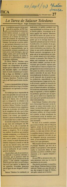
La Tarea De Salazar Toledo.


