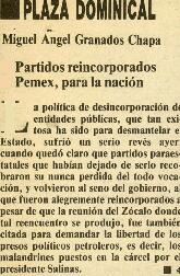 
Partidos reincorporados. PEMEX, para la nación.


