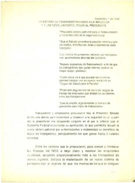 
Un sistema de pensiones inmunes a la inflacion y las devaluaciones, piden al precidente.


