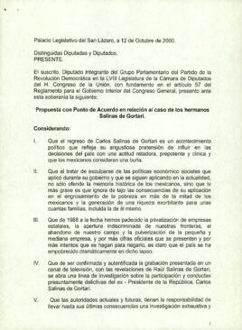 
Propuesta con Punto de Acuerdo en relación al caso de los hermanos Salinas de Gortari.


