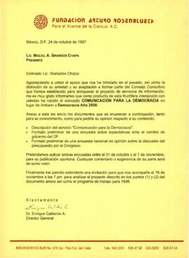 
Proyecto ´Comunicación para la Democracia´ : Servicio de Información y Encuestas para Fortalecer la Transición Democrática en México.



