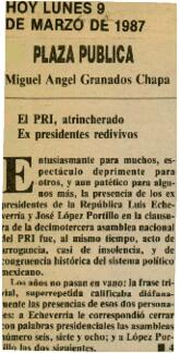 
El PRI, atrincherado. Ex presidentes redivivos.


