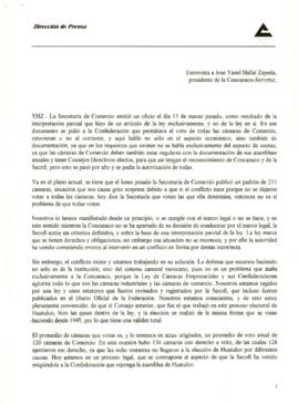 
Entrevista a José Yamil Halla Zepeda, presidente de la CONCANACO-SERVYTUR.


