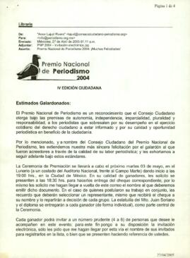 
Premio Nacional de Periodismo 2004.


