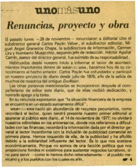 
Renuncias, proyecto y obra.


