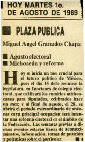 
Agosto electoral, Michoacán y reforma.


