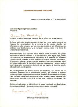 
Estimado Don Miguel Ángel.


