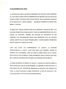 
El declinamiento del tigre.


