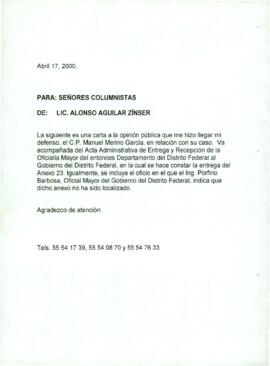 
Carta de injusticia y apoyo familiar.



