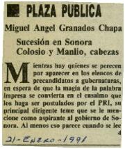 
Sucesión en Sonora. Colosio y Manlio, cabezas.


