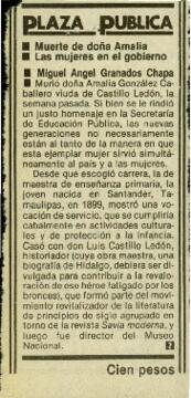 
Muerte de doña Amalia. Las mujeres en el gobierno.


