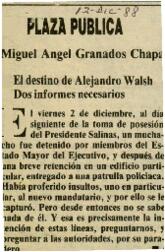 
El destino de Alejandro Walsh. Dos informes necesarios.


