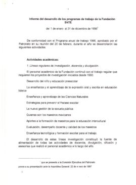 
Informe del desarrollo de los programas de trabajo de la Fundación SNTE.


