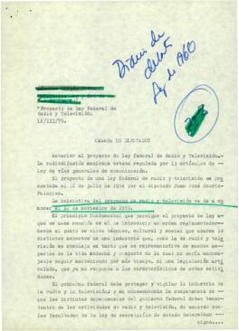 
Proyecto de Ley Federal de Radio y Televisión.


