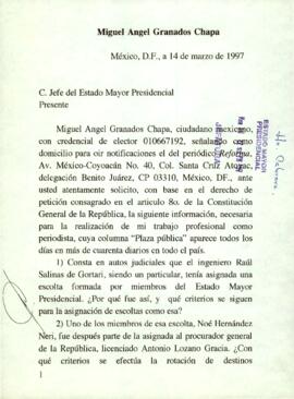 
C. Jefe del Estado Mayor Presidencial, presente.



