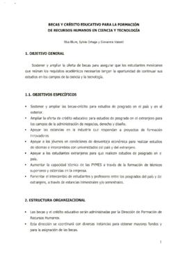 
Becas y crédito educativo para la formación de recursos humanos en ciencia y tecnología.



