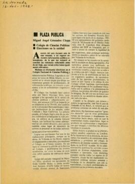 
Colegio de Ciencias Políticas. Elecciones en la unidad.


