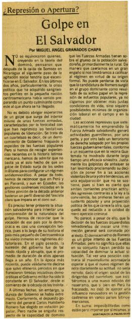 
Golpe en El Salvador ¿Represión o Apertura?.


