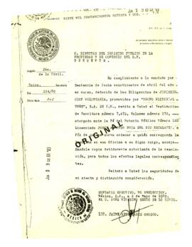 
Cumplimiento mandato por sentencia.


