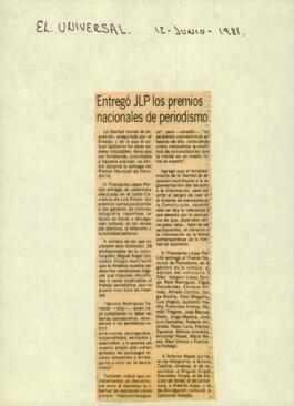 
Entregó JLP los Premios Nacionales de Periodismo.


