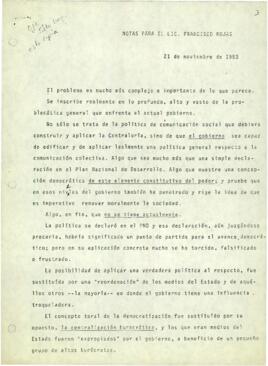 
Notas para el Lic. Francisco Rojas.



