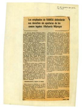
Los empleados de RAMSA defenderán sus derechos sin apartarse de los cauces legales : Villafuerte Mijangos.


