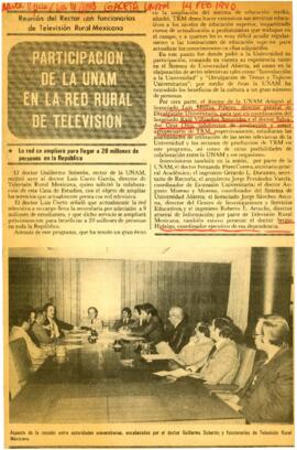 
Participación de la UNAM en la red rural de televisión.


