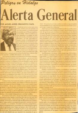 
Peligro en Hidalgo. Alerta General.


