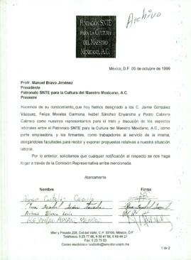 
Designación de Representantes para Negociaciones Laborales - Patronato SNTE para la Cultura del Maestro Mexicano, A.C.


