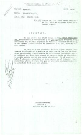 
Comida del Lic. Jesús Reyes Heroles y el Lic. Salvador Martínez Rojas en el Centro Libanes.


