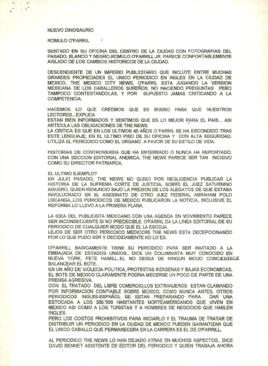 
Nuevo Dinosaurio Romulo O´Farril.
Servir a la opinión pública, compromiso único de la OEM.


