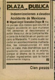 
Indemnizaciones a deudos. Accidente de Mexicana.


