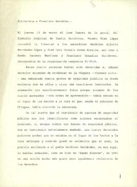 
Entrevista a Francisco Gonzalez.


